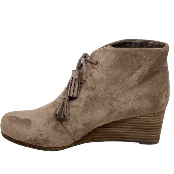 Dr. Scholls Womens Pierre Wedge Ankle Boots Booties Size 8M Tan Taupe Faux Suede - Picture 6 of 12